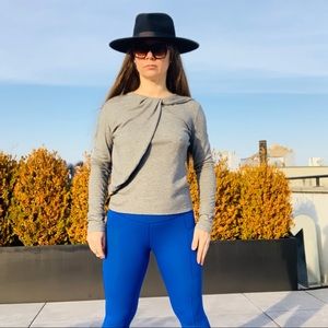 Carven Wool Wrap Shawl Gray Stretchy Shirt Sweater